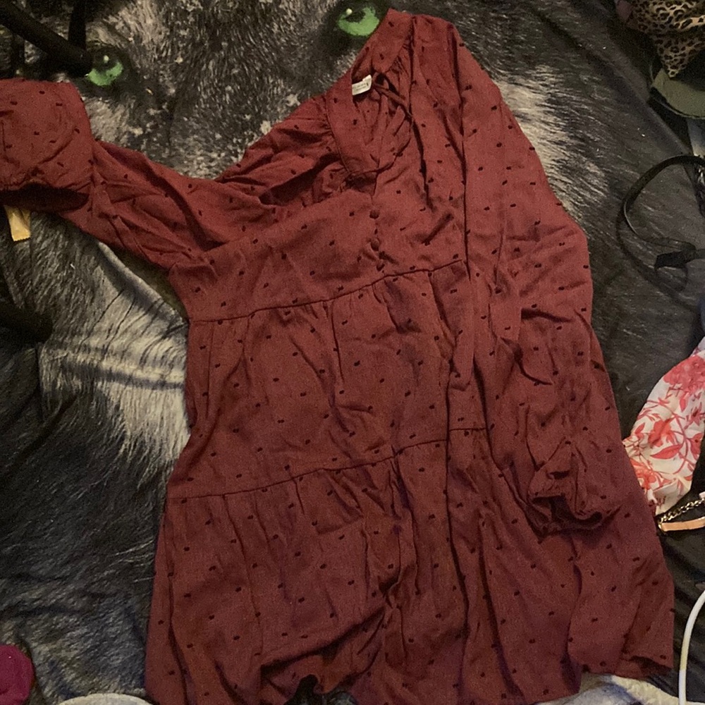 Burgundy Polka Dot Dress